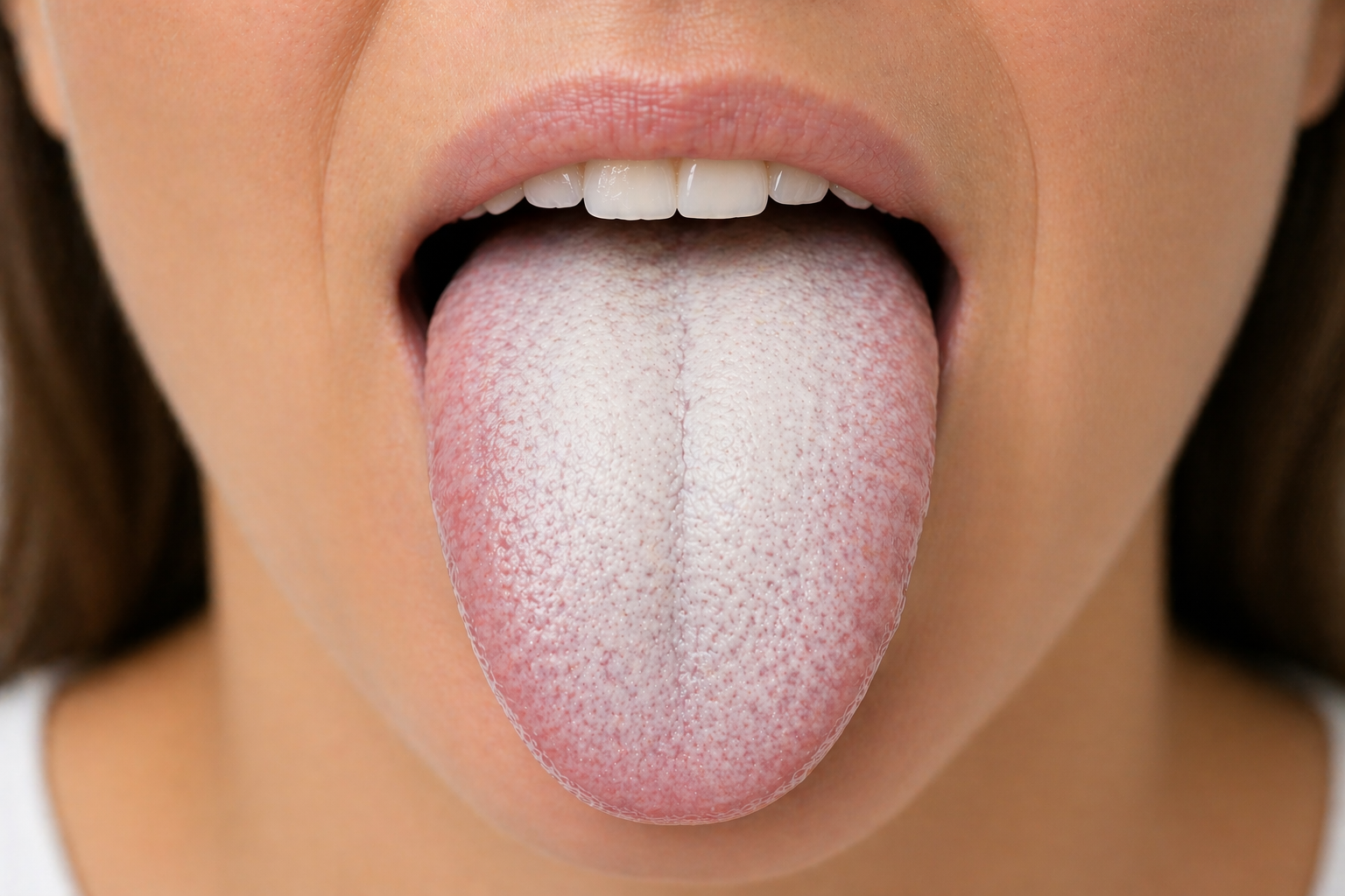 jazyk s bilym povlakem